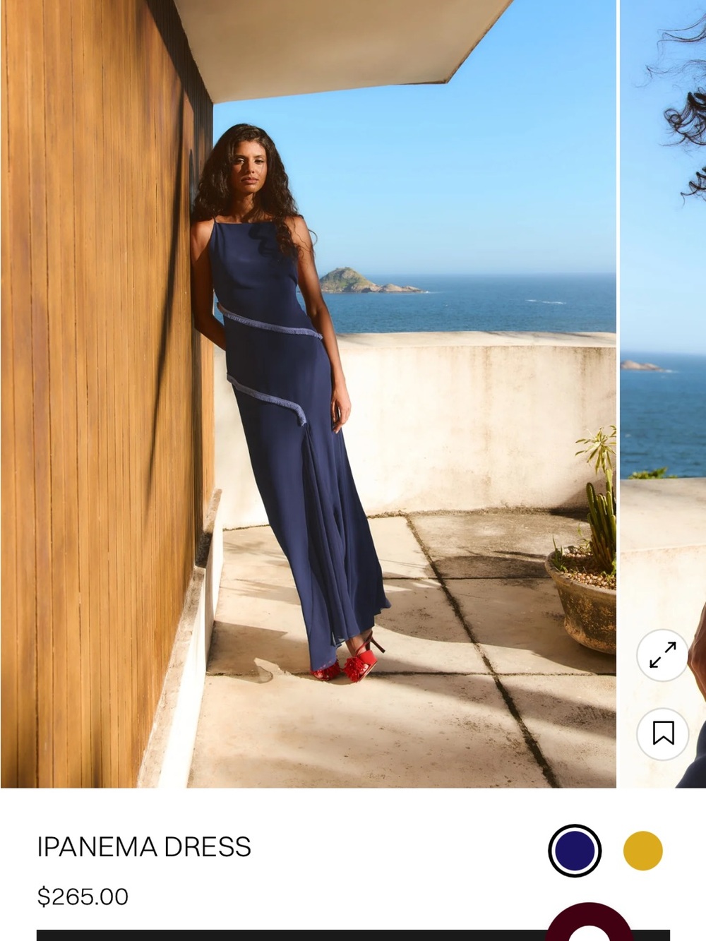 Ipanema Navy Blue Maxi Dress with Side Trim